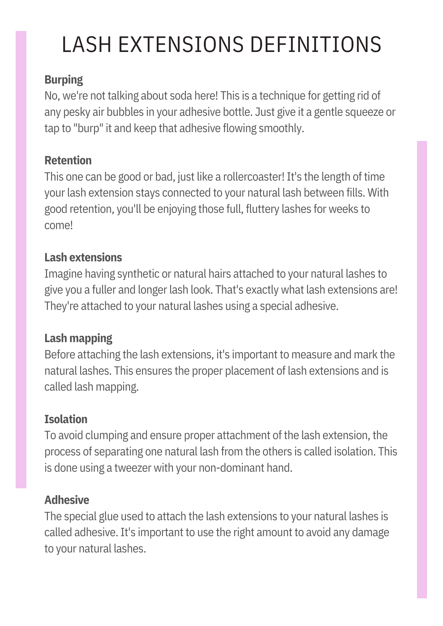 LASH EXTENSIONS TRAINING MANUAL