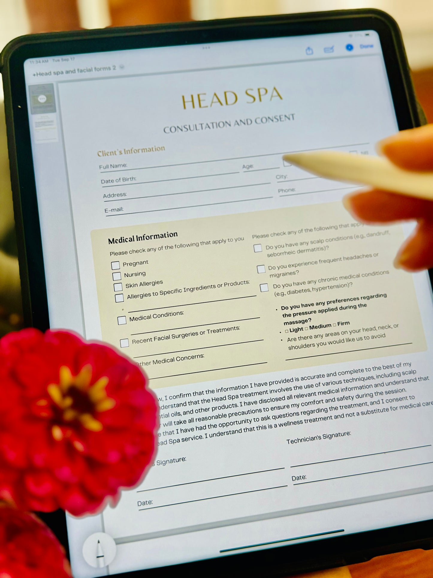 HEAD SPA DIGITAL CONSENT FORMS