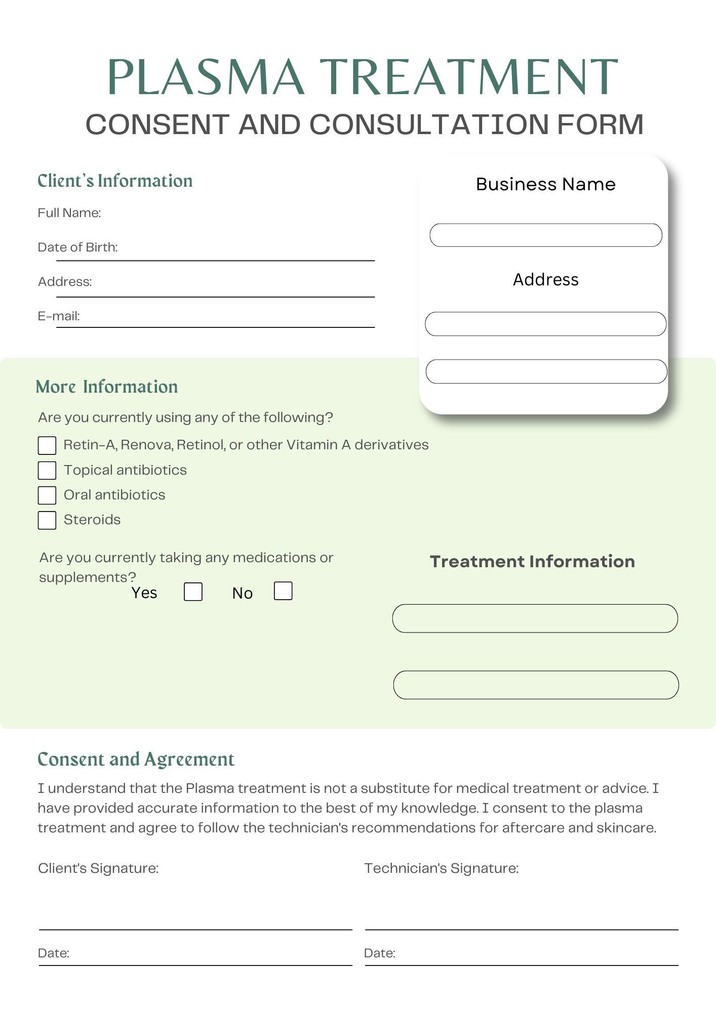 PLASMA DIGITAL CONSENT FORMS