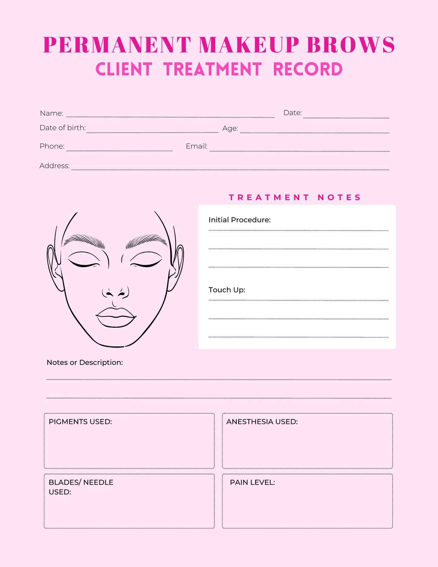 PMU BROWS CONSENT AND INTAKE FORM