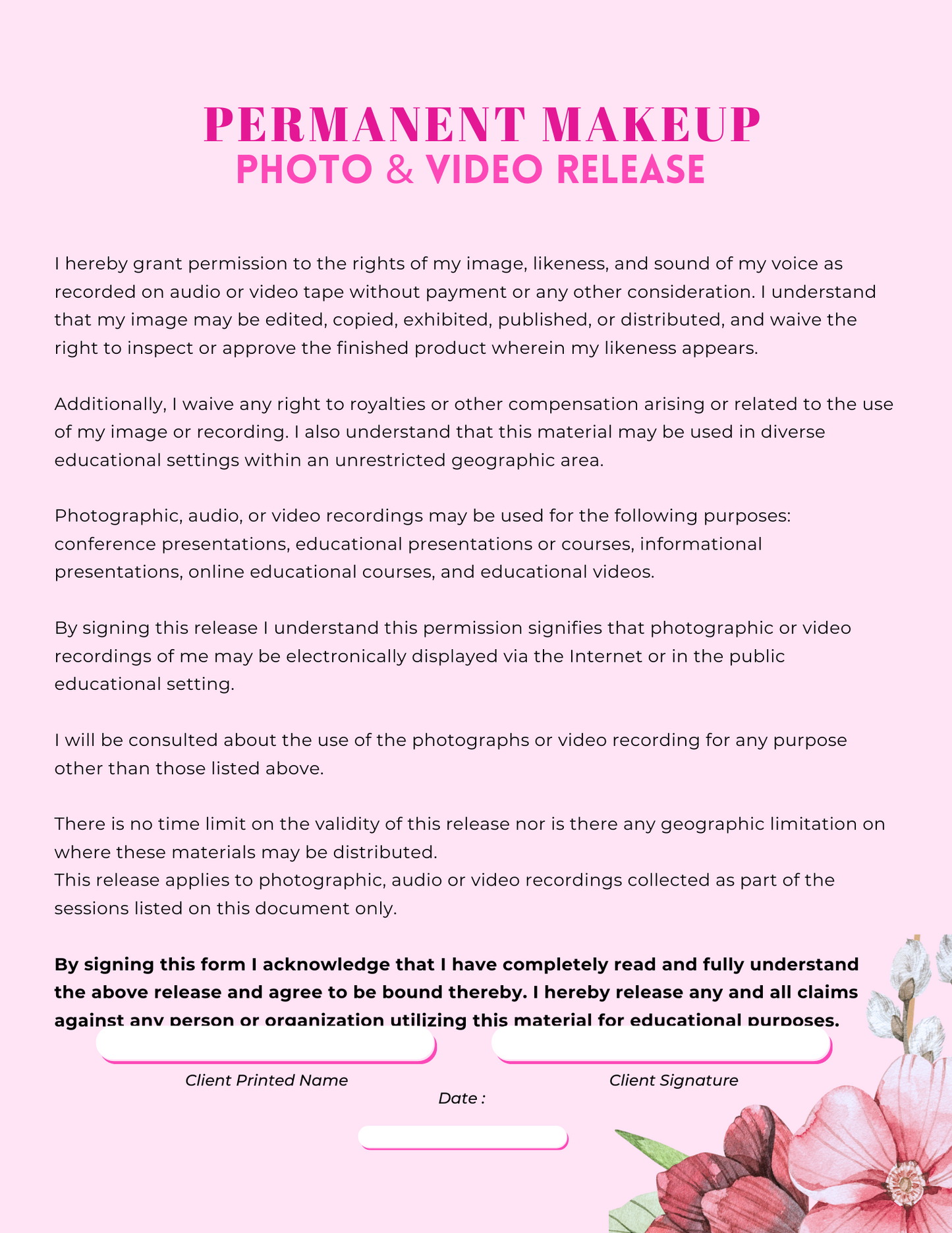 PMU BROWS CONSENT AND INTAKE FORM