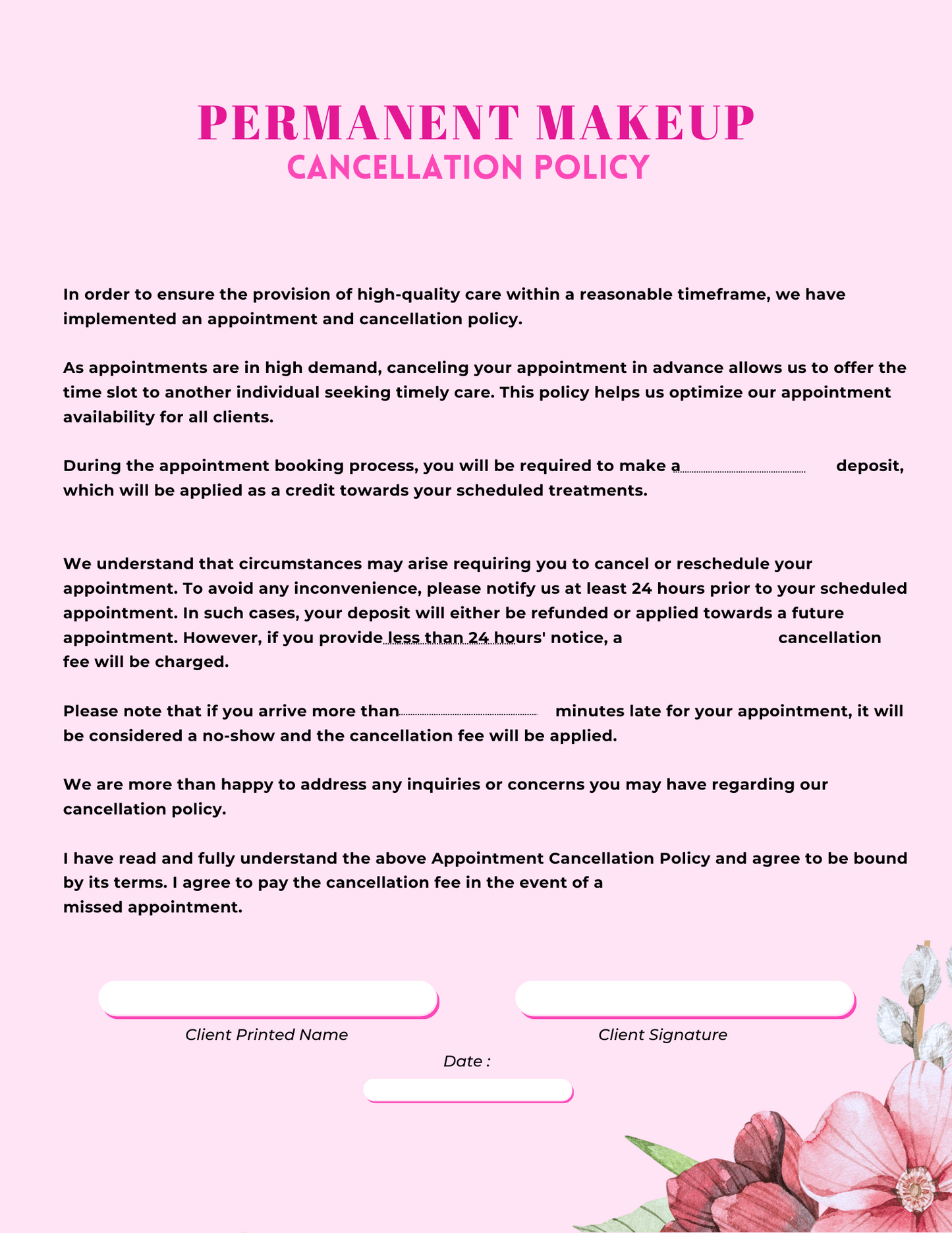 PMU BROWS CONSENT AND INTAKE FORM