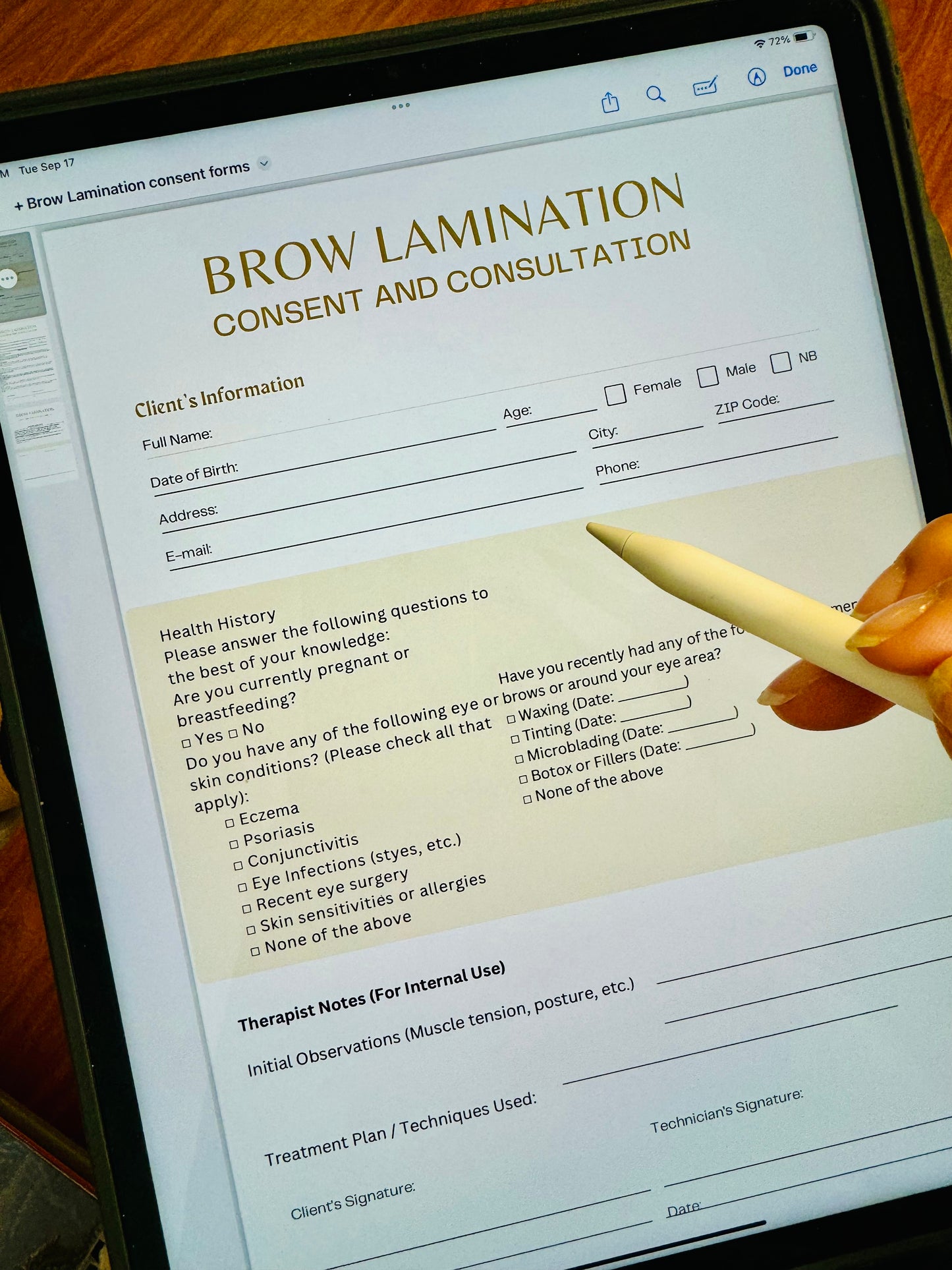 BROW LAMINATION DIGITAL CONSENT FORMS